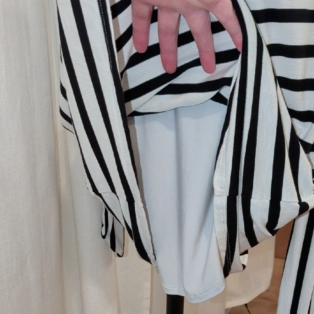 Comfy B&W Striped Wrap Dress